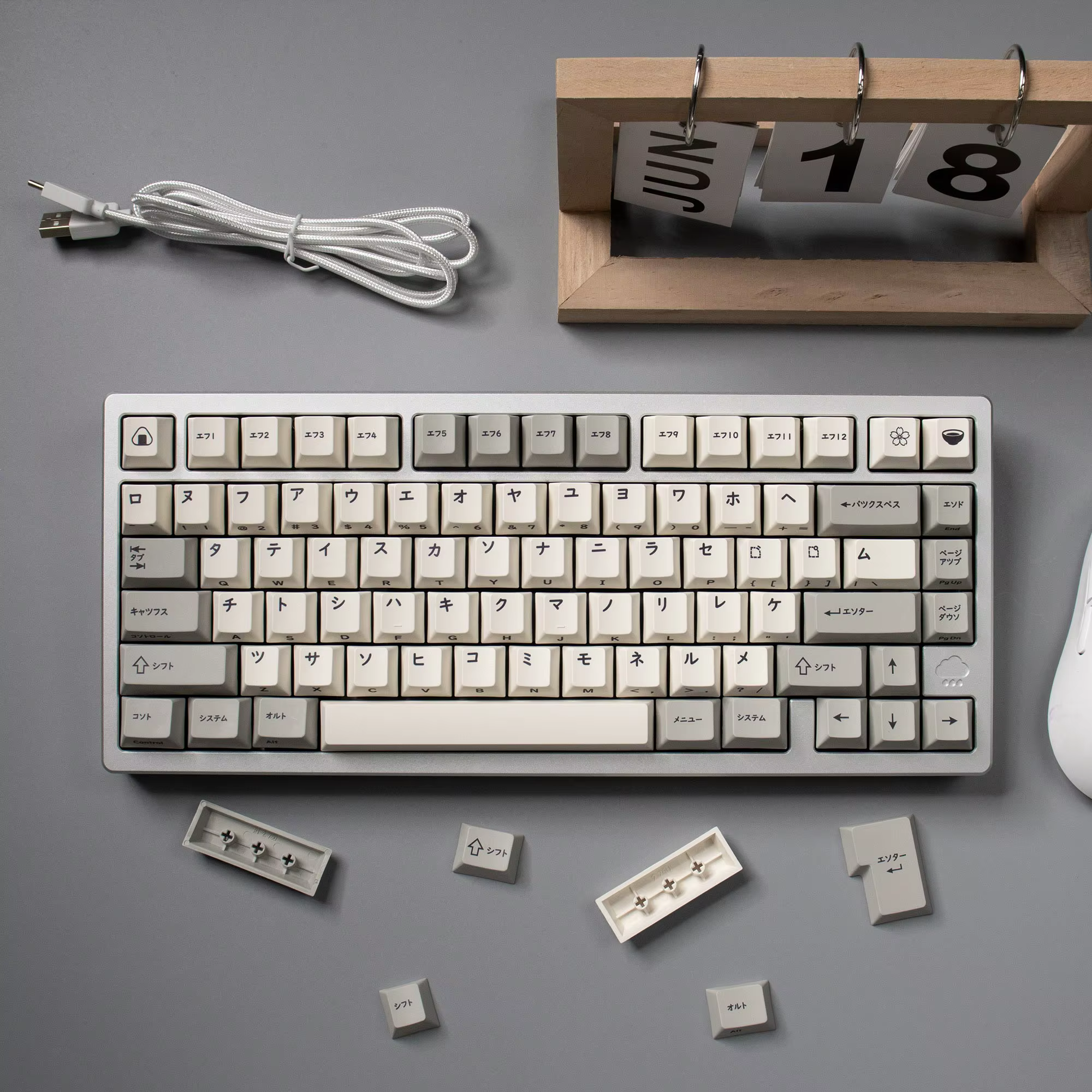 Keebox Retro Katana Teclado mecánico impreso lateral PBT Dye Sub Cherry Profile Fullset