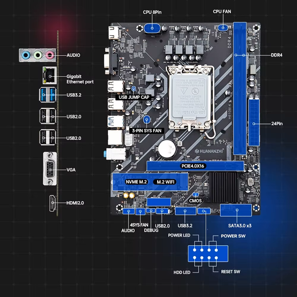 Placa Base H610 DDR4 Socket 1700 Soporte 12ª Gen Intel - imagen 5