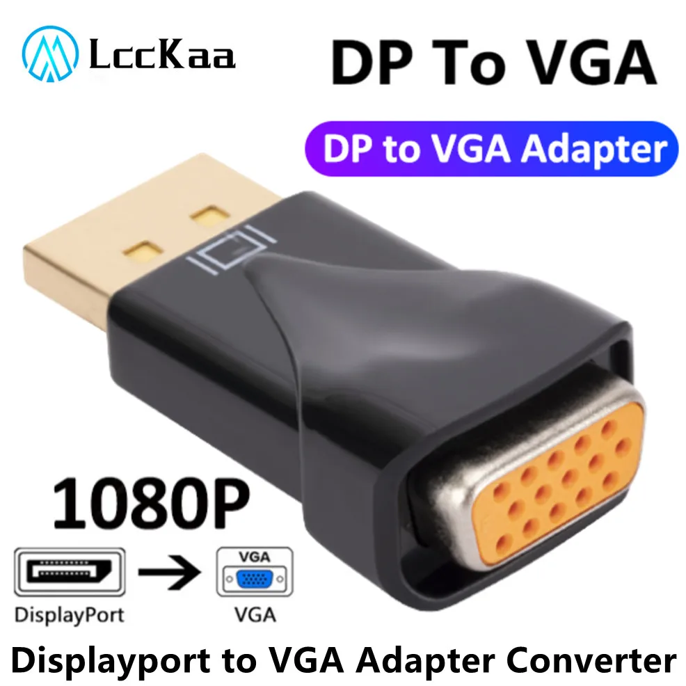 Adaptador Convertidor DP VGA 1080P Puerto Pantalla DisplayPort Convertidor Macho VGA Hembra PC Proyector DVD TV Monitor Portátil - Vista principal del producto