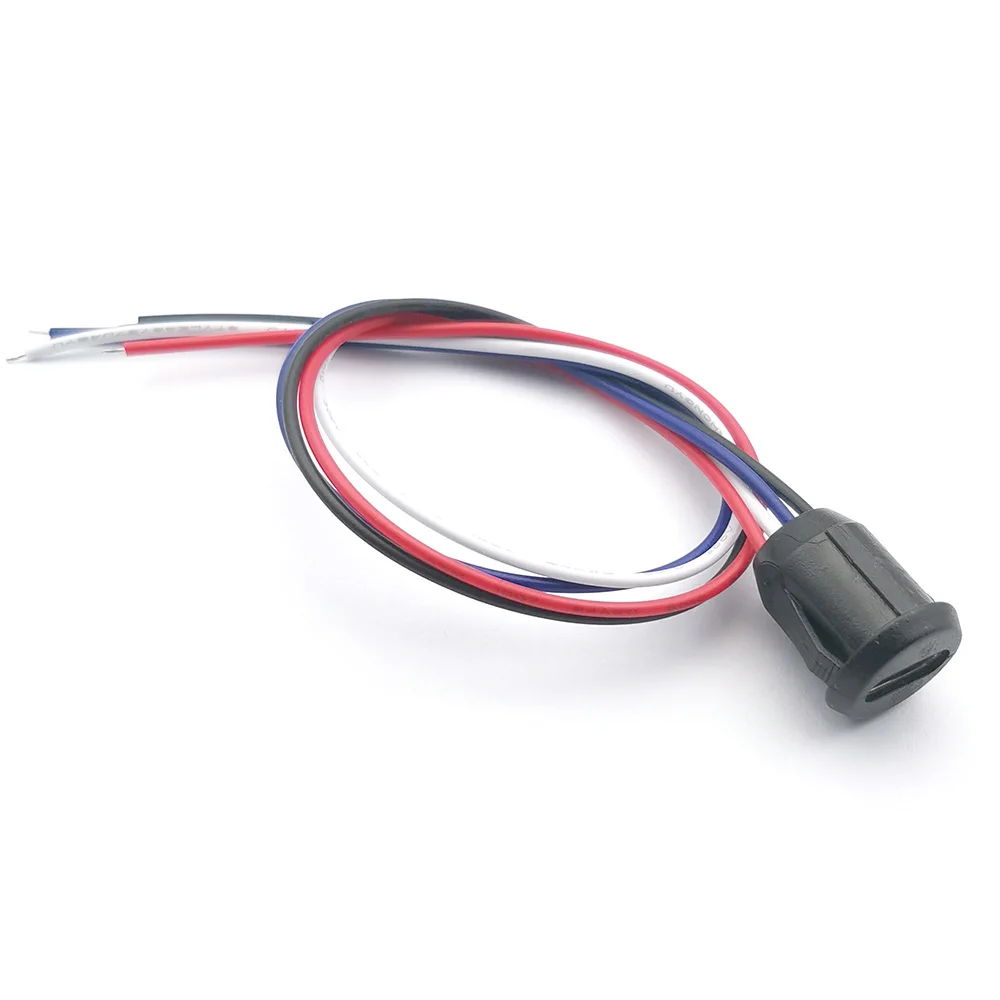 Conector de clavija de alimentación tipo USB C de 4 pines, Base hembra de compresión directa, interfaz de carga con Cable, 5 uds. - imagen 3