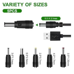 Cable USB a DC 5V 5 en 1 – Adaptador Jack Universal Carga