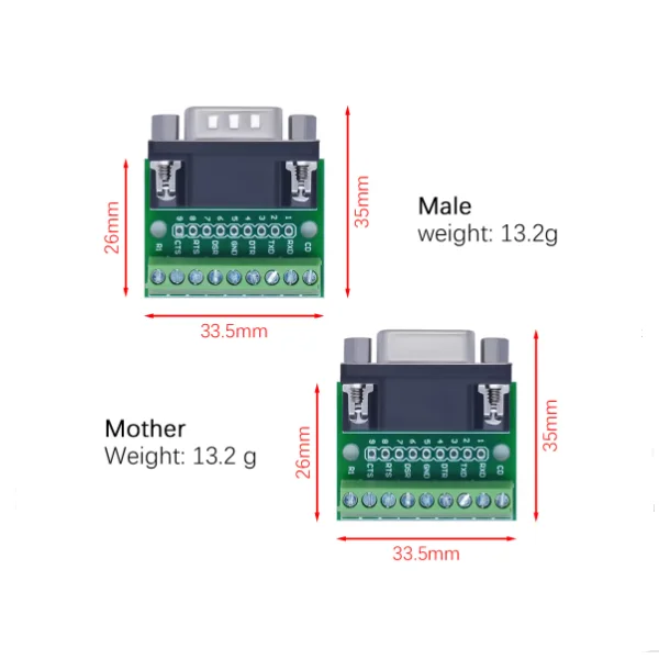 DB9 macho hembra serie a bloque de terminales 9 pines 9 orificios RS232 RS485 módulo de placa de conversión - imagen 4