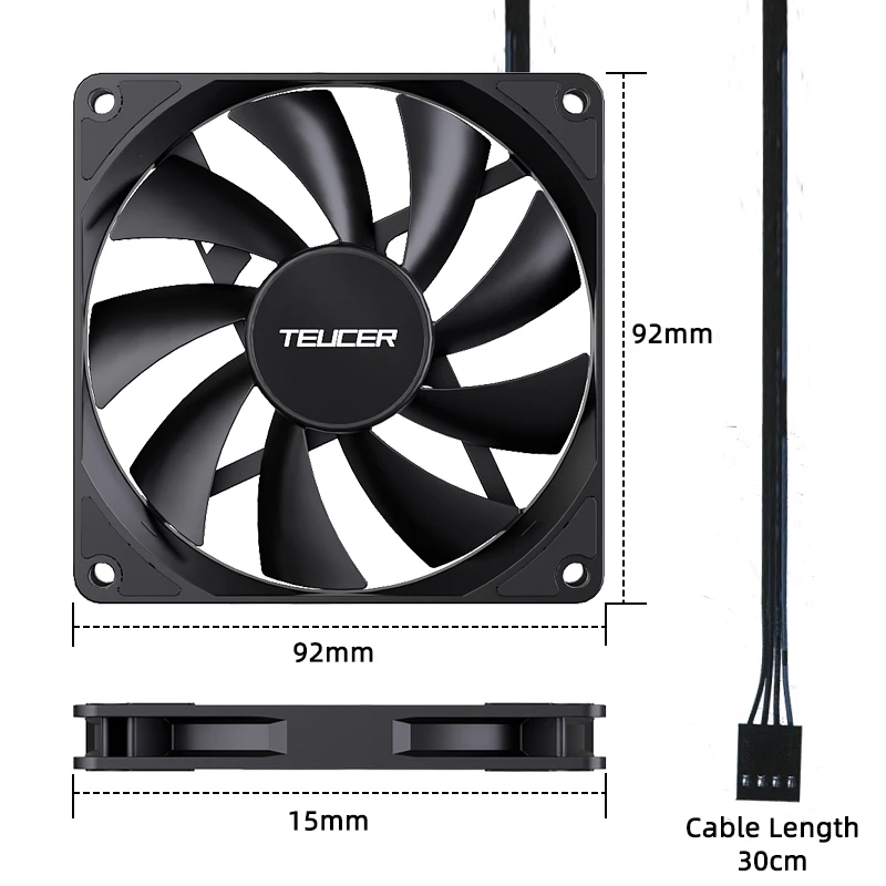 TEUCER UT-9015 92 mm 12 V 4 pines PWM 1000-2700 RPM Ventilador ultrafino para cajas ATX y refrigeradores de CPU - imagen 2