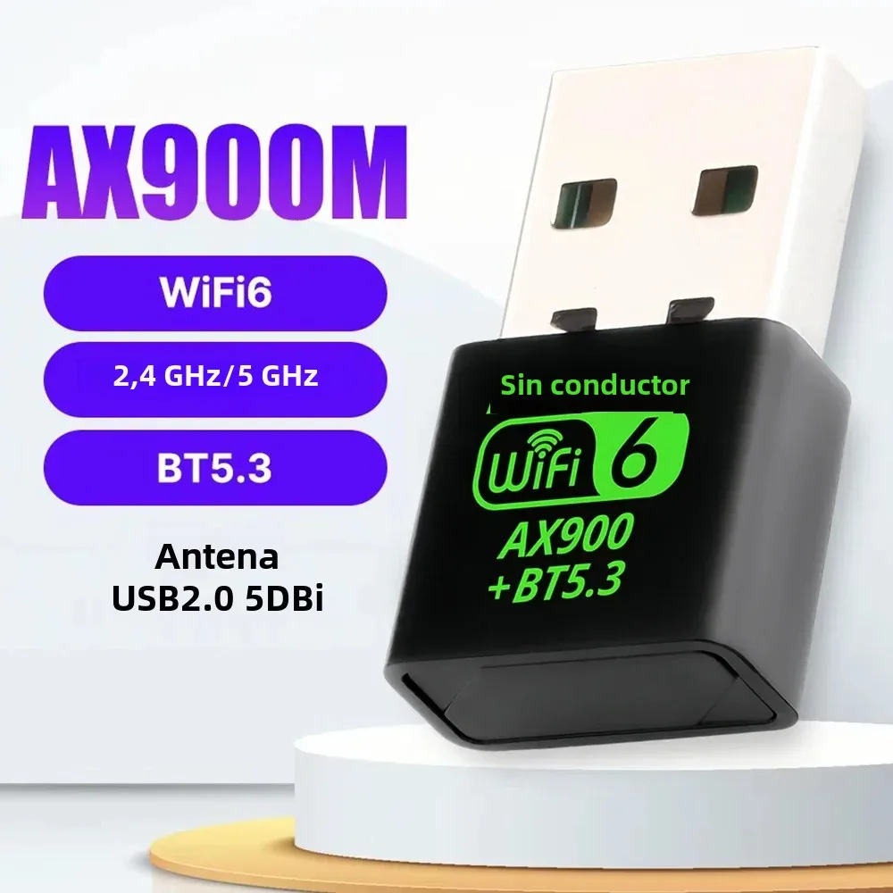 Adaptador USB WiFi Bluetooth 5,3 de 900Mbps, Dongle 2 en 1, receptor Wlan inalámbrico de red de doble banda de 2,4G y 5GHz para Win7/8/10 sin entrega