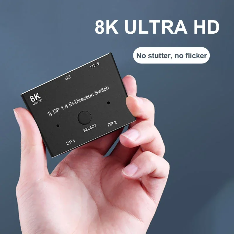 8K DP 1,4 interruptor 144Hz Displayport divisor de interruptor bidireccional 2 en 1 salida 2X1 1X2 puerto de pantalla 8K @ 30Hz, convertidor de vídeo 4K @ 120Hz - imagen 2
