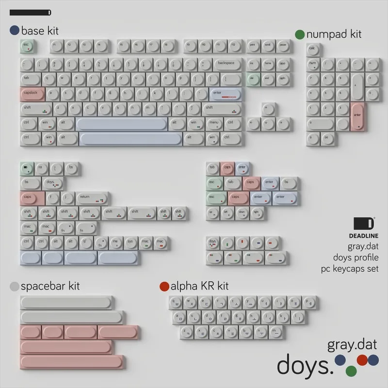 Juego de teclas con tema de Dat gris Doys, teclas de teclado con interruptor MX de sublimación PBT personalizadas para accesorios de teclado mecánico, regalos - imagen 4