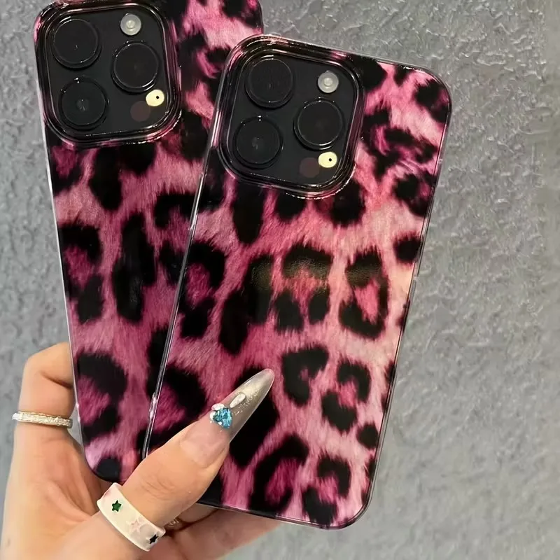 Funda de teléfono con textura de concha y estampado de leopardo de lujo para iPhone 17 Pro Max 16 15 14 Plus 13 12 Pro Max 16e 17Air 13Pro 7 8 Plus - imagen 5