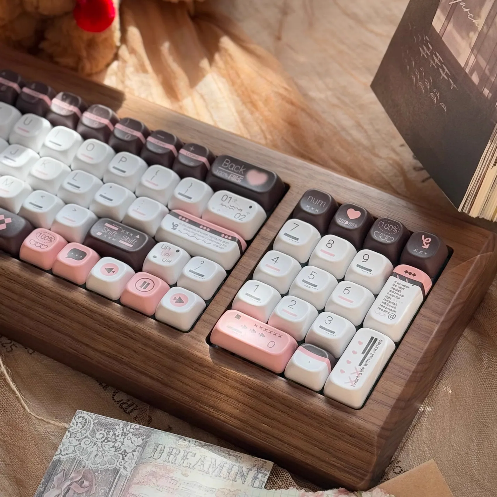 Teclas originales de fantasía con información FOA Cherry Profile, teclas rosas, 145 teclas, PBT, sublimación de cinco lados, teclas de teclado personalizadas - imagen 3