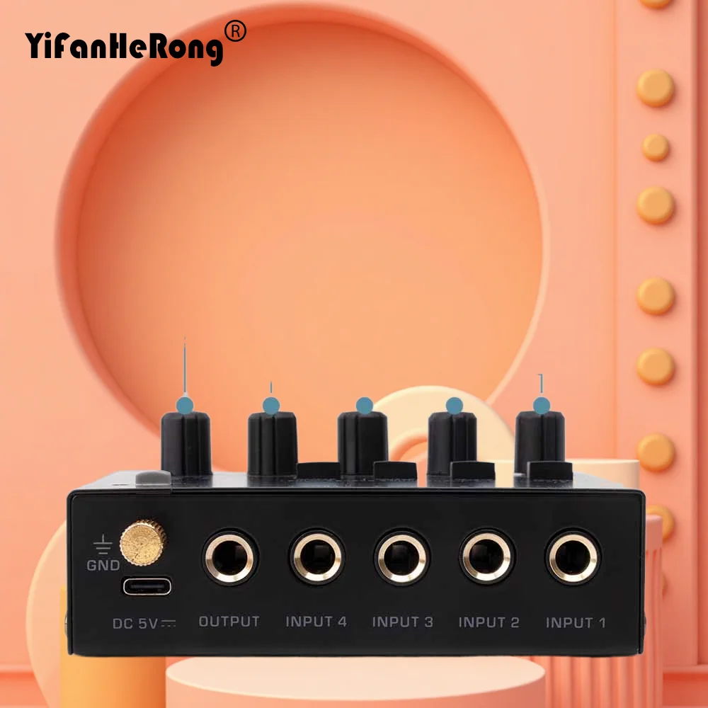 Mini mezclador estéreo MAX400, mezcladores de 4 canales de ruido ultrabajo, consola mezcladora para guitarra eléctrica, tambor, Piano DC5V con adaptador de corriente