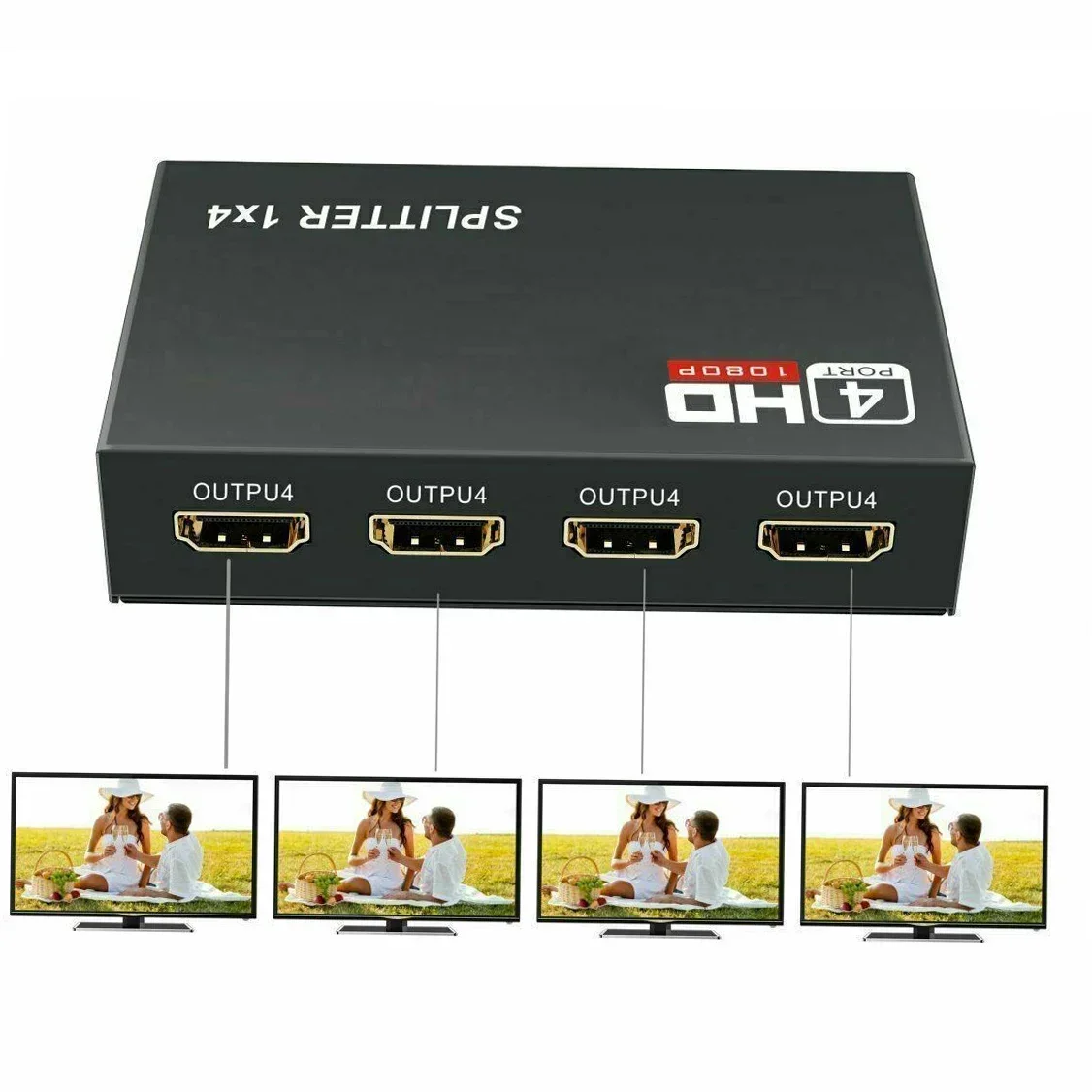 Convertidor de Audio y vídeo divisor HDMI 1080p 1x4 1 en 4 salida adaptador de pantalla multipantalla para cámara PS5 portátil PC a proyector de TV - imagen 5