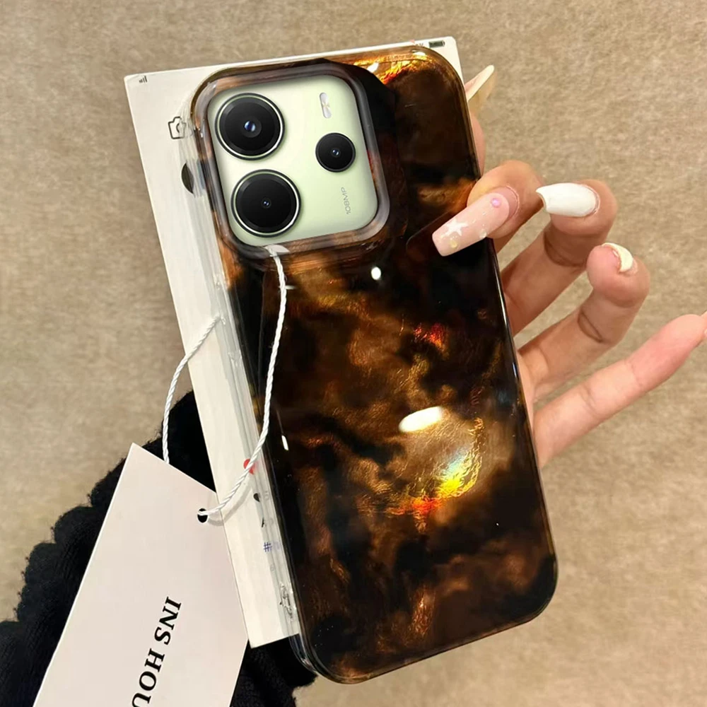 Funda de teléfono ámbar de carey negra y marrón para Xiaomi Redmi Note 15 14 13 12 11 10 10S 8 9 Pro 15C 9C 13C 14C A3 9C A1 A5 - imagen 2