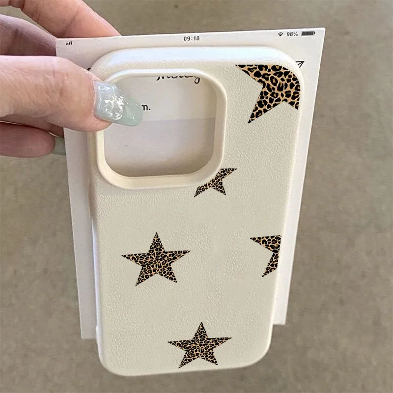 Funda de TPU con diseño de estrella de leopardo Simple y elegante para iPhone 17 Pro Max 16 15 14 13 12 11 XS Max XR X XS 16E 16 Plus 17 Air Cover - imagen 2