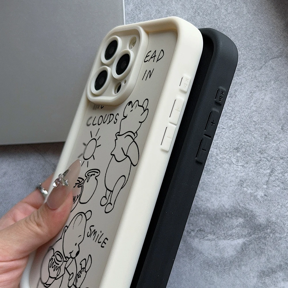 Pooh Bear Lines Phone Case for Motorola Moto G85 G84 G75 G60 G54 G53 G52 G35 G34 G32 G30 E40 E32 E22 EDGE 60 50 5G Soft Cover - imagen 4