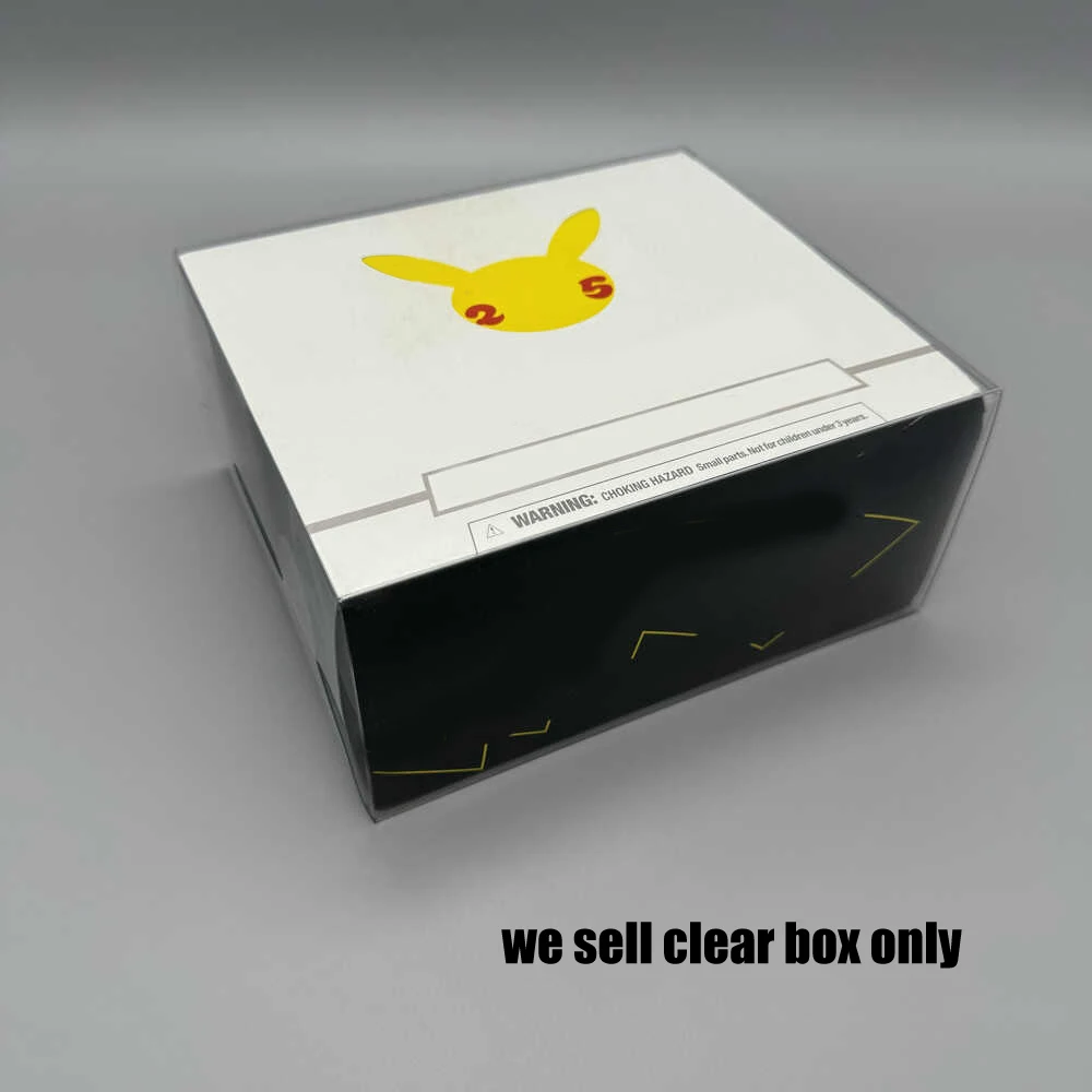 Caja de presentación transparente de PET para celebraciones del 25 aniversario PTCG Elite Trainer versión estadounidense caja de protección