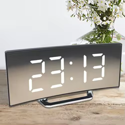Reloj Despertador Digital con Pantalla LED Curvada y Temperatura