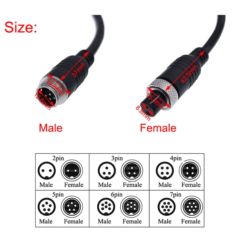 2M GX12 2/3/4/5/6Pin Luchtvaart Mannelijke/Vrouwelijke Verlengen Kabel M12 conector de Audio y vídeo para cámara cctv Beveiligin - imagen 3