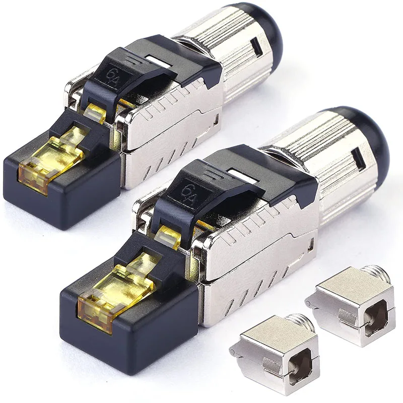 RJ45 CAT6 CAT6A Cat7 CAT8 CAT 8 conectores Blindados de aleación de Zinc sin herramientas, enchufes de terminación Ethernet de 10G para Cables SFTP de 23AWG
