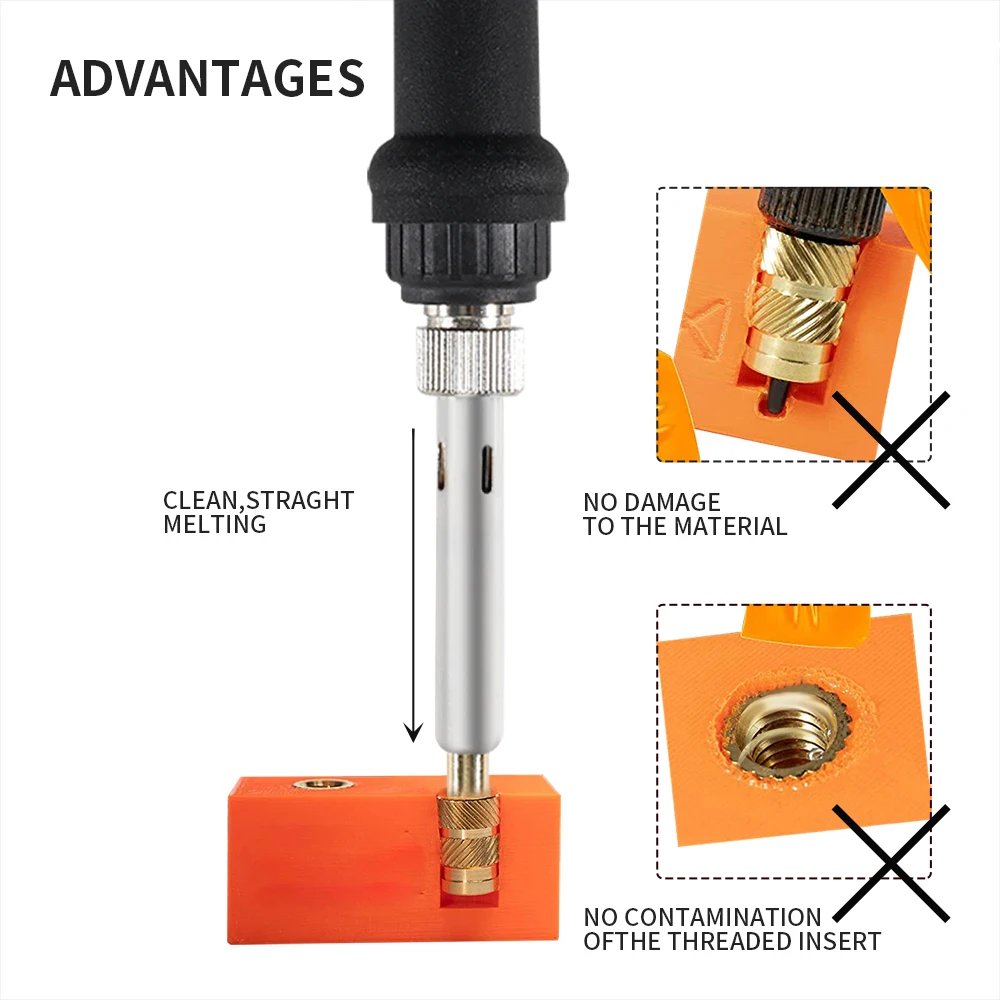 Tuerca de inserción de calor, punta de hierro, M2, M3, M4, M5, M8, Kit integrado de rosca de latón, herramienta de inserción de calor para soldador de impresora 3D de plástico - imagen 4