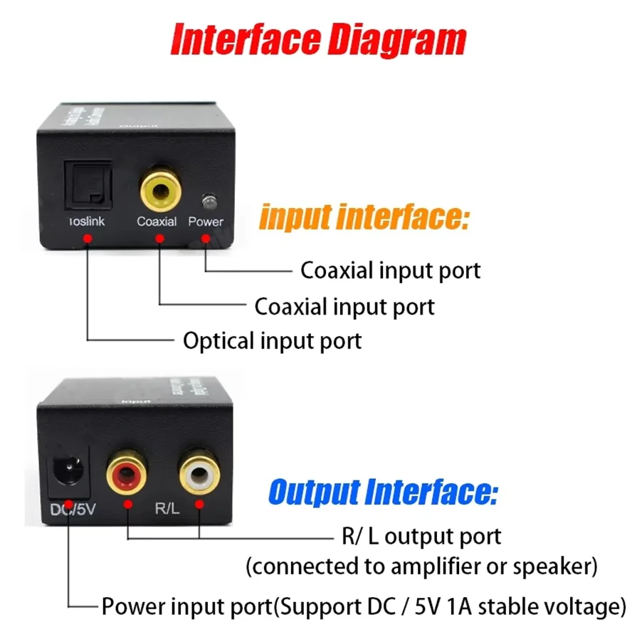 Convertidor de Audio Digital a analógico compatible con Bluetooth 3,5mm adecuado para TV Audio convertidor de salida analógica de fibra óptica Coaxial Digital - imagen 3