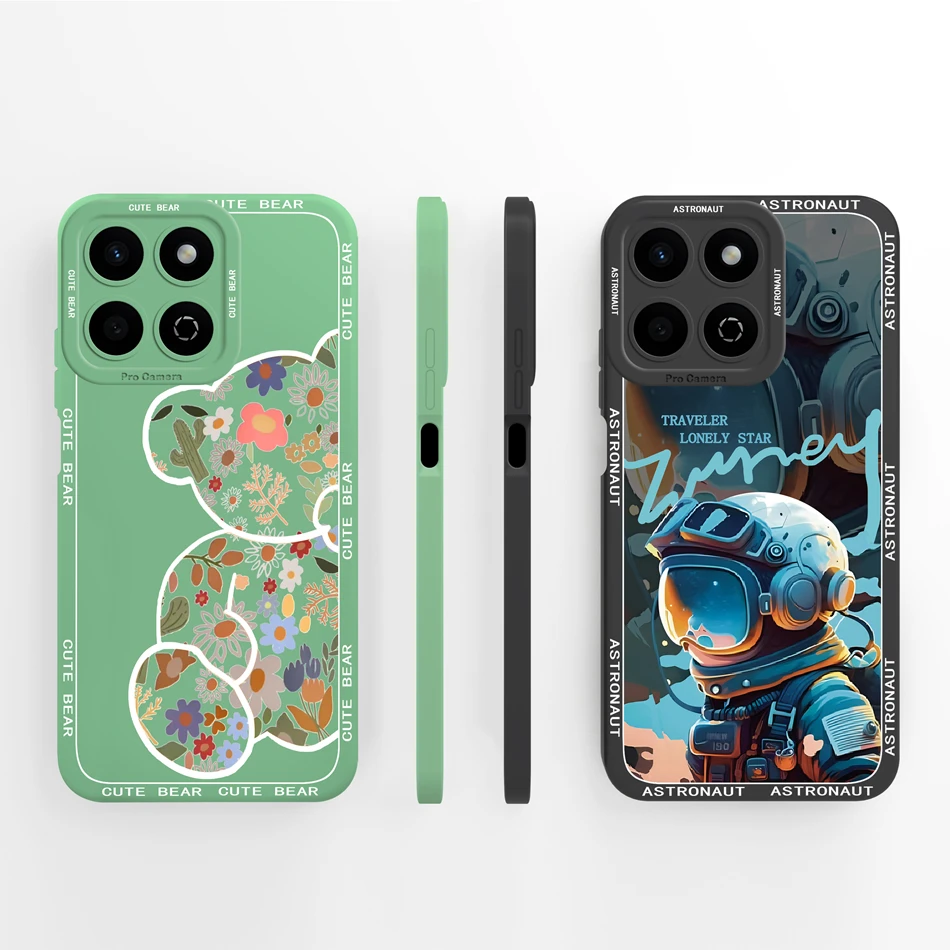 Funda para Honor Play 60 Plus / Play 9T, oso moderno, silicona líquida suave, protección completa, parachoques, Funda trasera ligera para teléfono