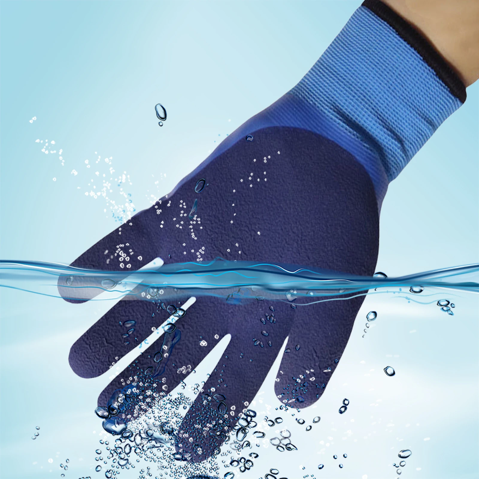 Guantes de dedo completo a prueba de frío, guantes de goma acolchados impermeables para invierno, guantes de protección laboral gruesos para trabajo en sitio de construcción