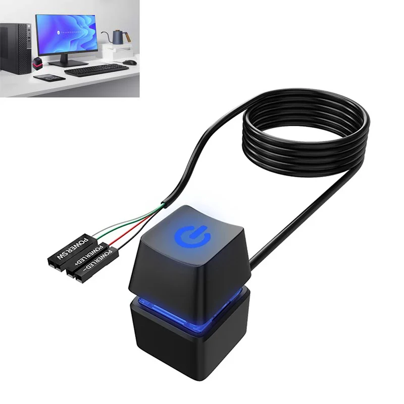 Cable de extensión de interruptor de alimentación LED de 2M, PC externo, placa base de ordenador, botón de inicio, Control de encendido/apagado para el hogar, oficina, interruptor de escritorio