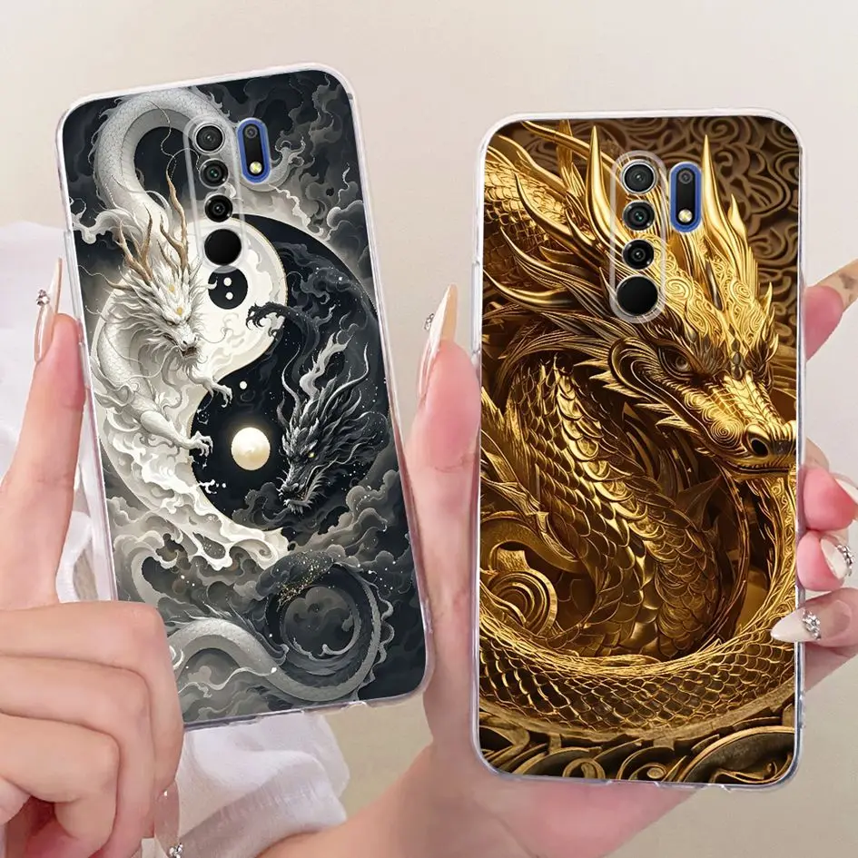 Para Xiaomi Redmi 9 funda Cool Dragon Tiger dibujos animados suave silicona transparente TPU contraportada para Xiaomi Redmi 9 Prime Redmi9 fundas de teléfono