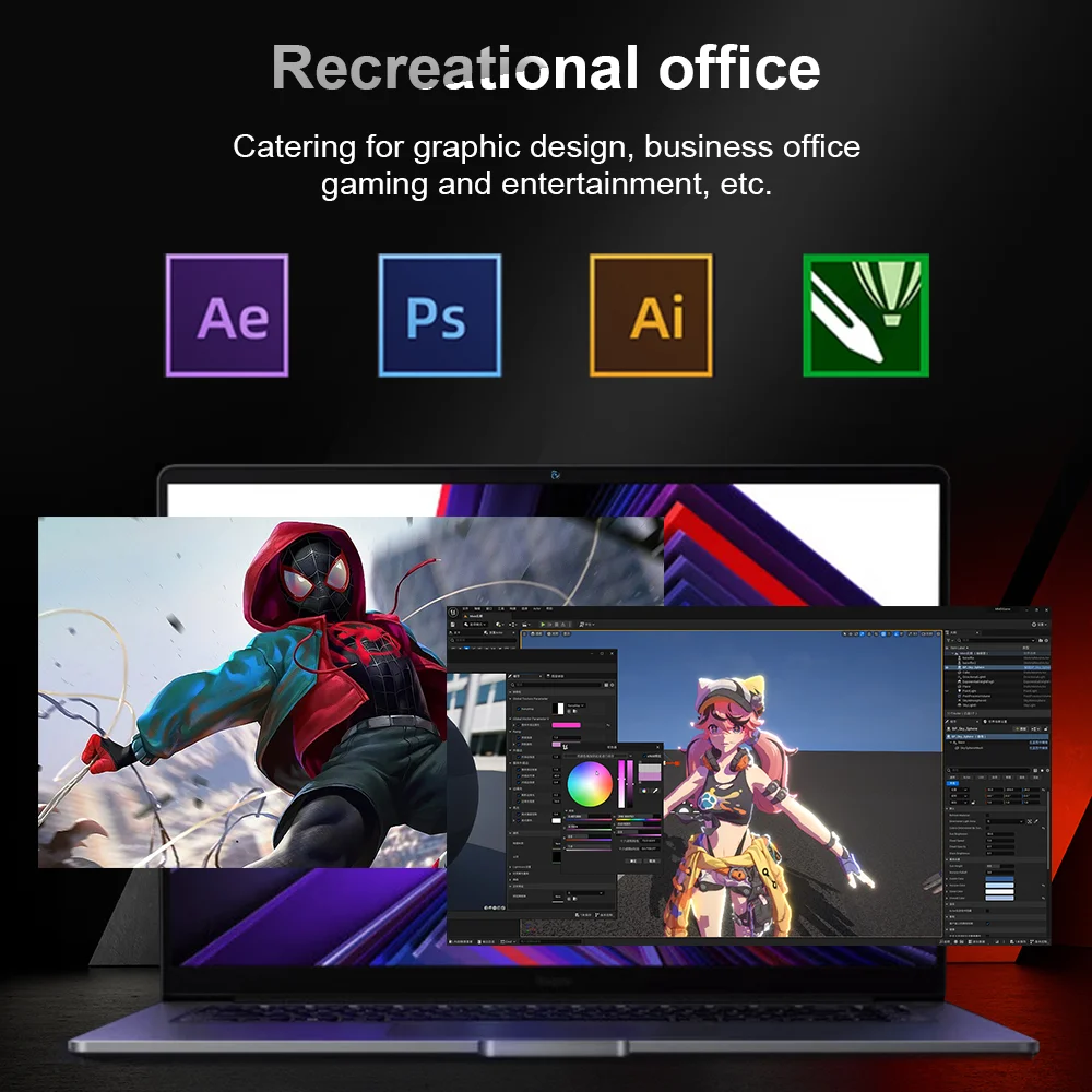 Ninkear-ordenador portátil A15 15,6 "FHD IPS AMD Ryzen™Teclado retroiluminado 5 5500U, ordenador con Windows 11, carga tipo C, 16GB, DDR4, 512GB, SSD - imagen 5