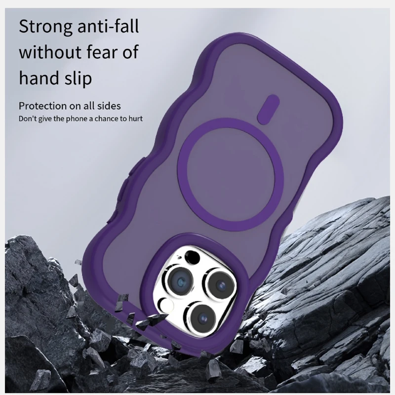 Para Magsafe carga inalámbrica magnética de lujo Color sólido onda teléfono caso para iPhone 16 Pro Max 14 12 13 15 Pro Max cubierta de parachoques - imagen 5