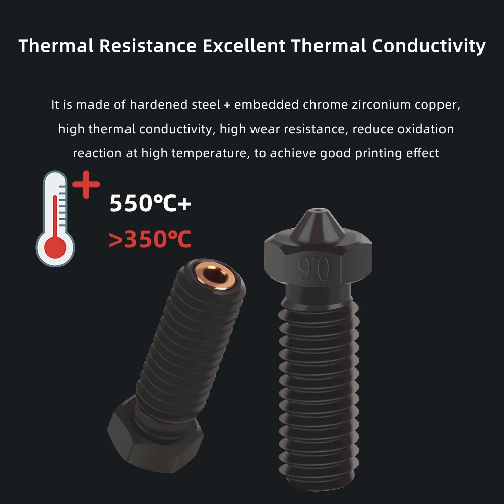 Boquilla de acero endurecido para impresora 3D, clon de alto flujo, 500 °, Sidewinder Artillery Genius Pro Vyper, Hotend - imagen 4