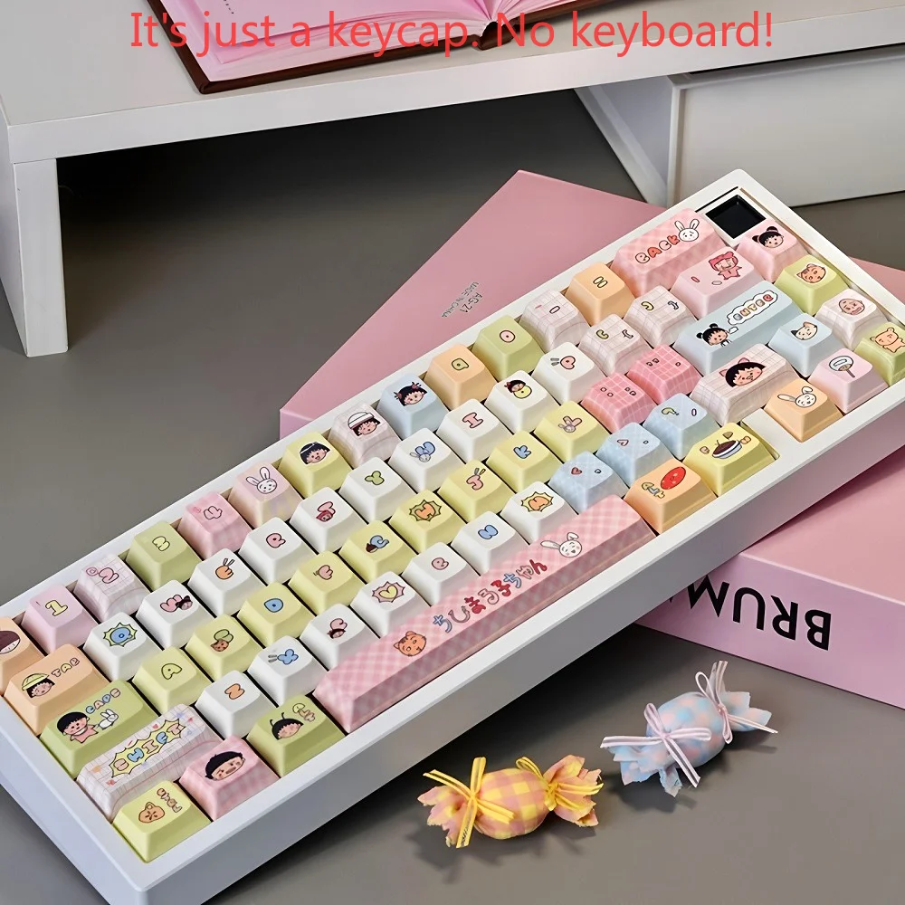 Little Maruko lindo Keycap PBT 130 teclas Cherry MOA Anime tema de dibujos animados adecuado para teclado mecánico Mx Gateron Kailh Switch - imagen 5