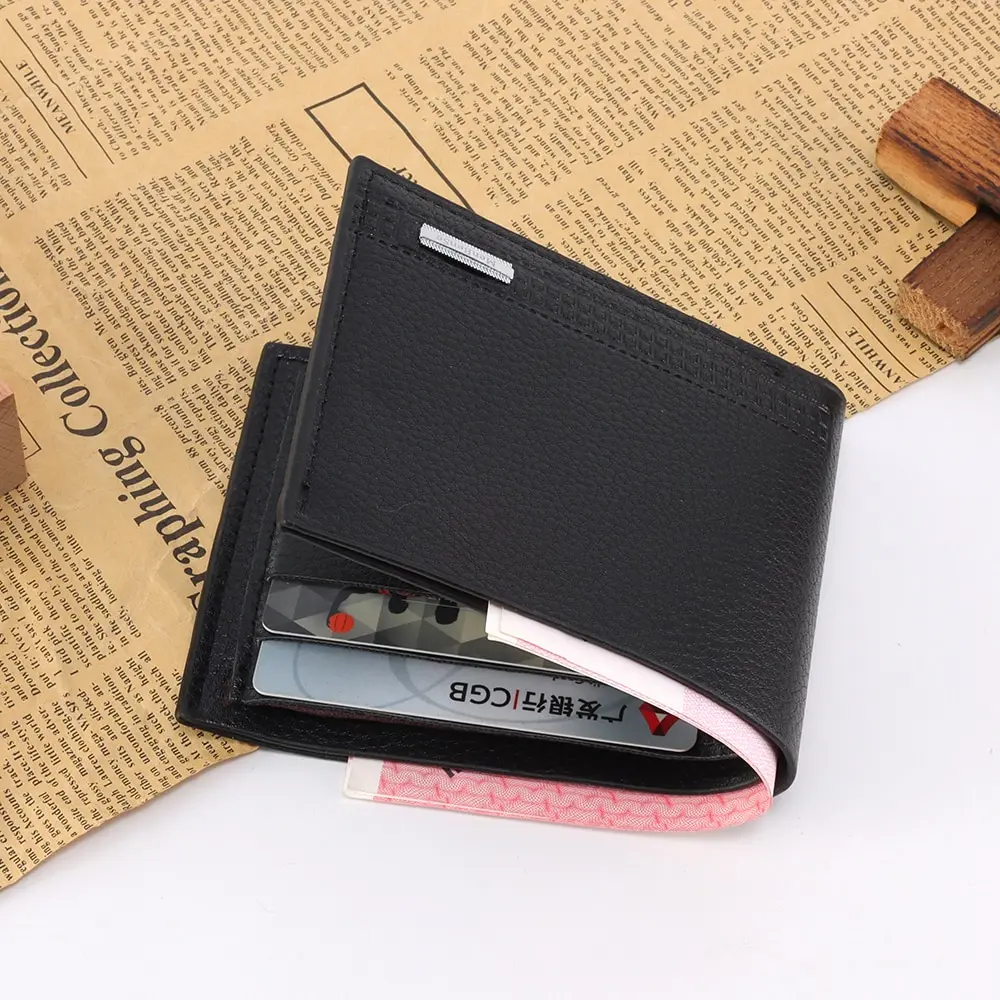 Monedero de cuero PU negro para hombre, billetera informal de gran capacidad, tarjetero - imagen 5