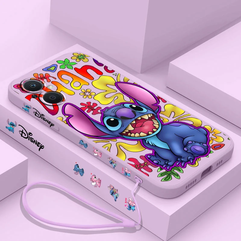 Dibujos animados de la serie Stitch para OPPO Find X5 X3 X2 Lite Pro Neo A5 A53 A94 4G 5G, funda suave para teléfono con cuerda izquierda líquida