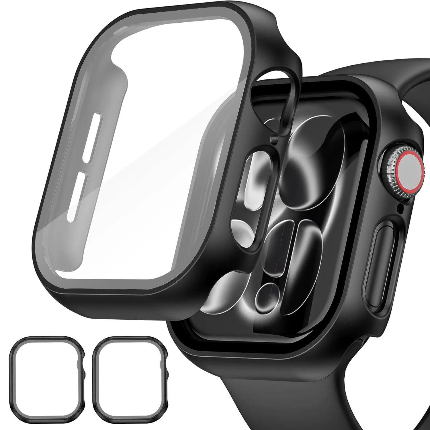 Protector de pantalla de cristal + funda para Apple Watch, funda de 44mm, 45mm, 41mm, 40mm, 42mm y 38mm, accesorios, funda para iwatch Series 3/4/5/6/7/8/9/SE