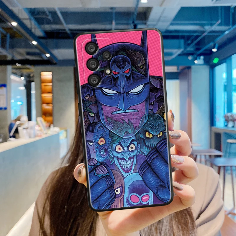 Lindo superhéroe Batman Logo para Samsung A55 A35 A25 A15 A14 A73 A53 A13 A05S A03S A02S A71 A52 A32 funda de teléfono suave negra - imagen 4