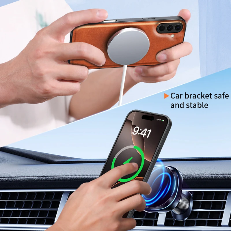 Funda magnética de cuero PU para Samsung Galaxy S25 S24 S23 S22 Ultra Plus A56 A36 A16 5G, funda suave mate Mag-safe, carcasa completa - imagen 4