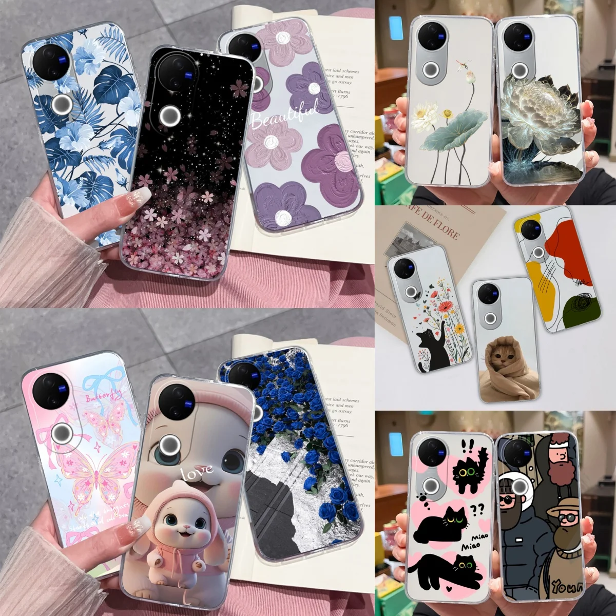 Funda transparente para Vivo V50 Lite Beauty Flowers, funda trasera suave de TPU para Vivo V 50, carcasa de teléfono ligera de silicona a prueba de golpes