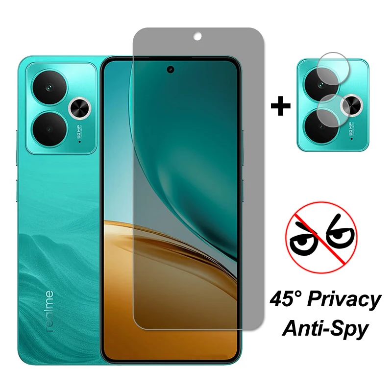 Para Realme 14T vidrio Realme 14T 5G Protector de pantalla privacidad vidrio templado película protectora de lente de cámara de teléfono en Realme 14T 5G