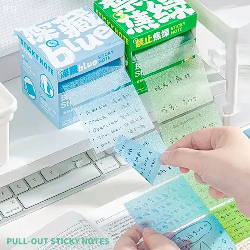 Etiquetas adhesivas pegadas repetidamente sin adhesivo, pegatinas prácticas, suministros de papelería simples y bonitos, libro de pegatinas transparente - imagen 3