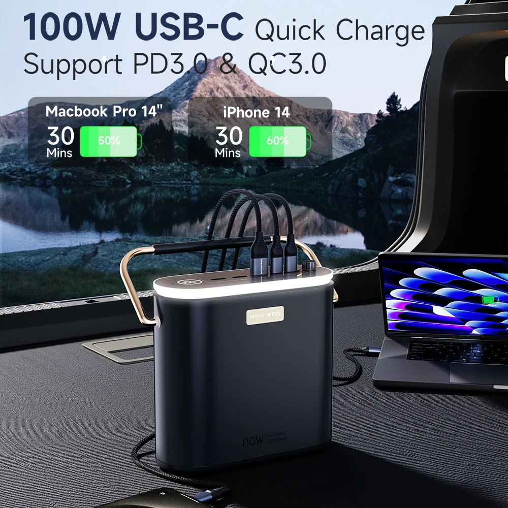 MOVESPEED S80 130W banco de energía 80000mAh carga rápida Powerbank fuente de alimentación portátil al aire libre para teléfonos portátil Drone cámara - imagen 3
