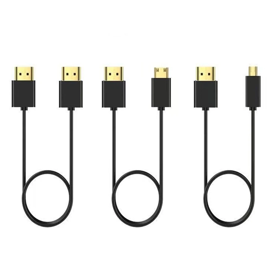 OD 3,0mm Super suave Micro HDMI compatible y Mini HDMI a hdmi Cable macho fino 2k 4k HDMI @ 60hz ligero portátil
