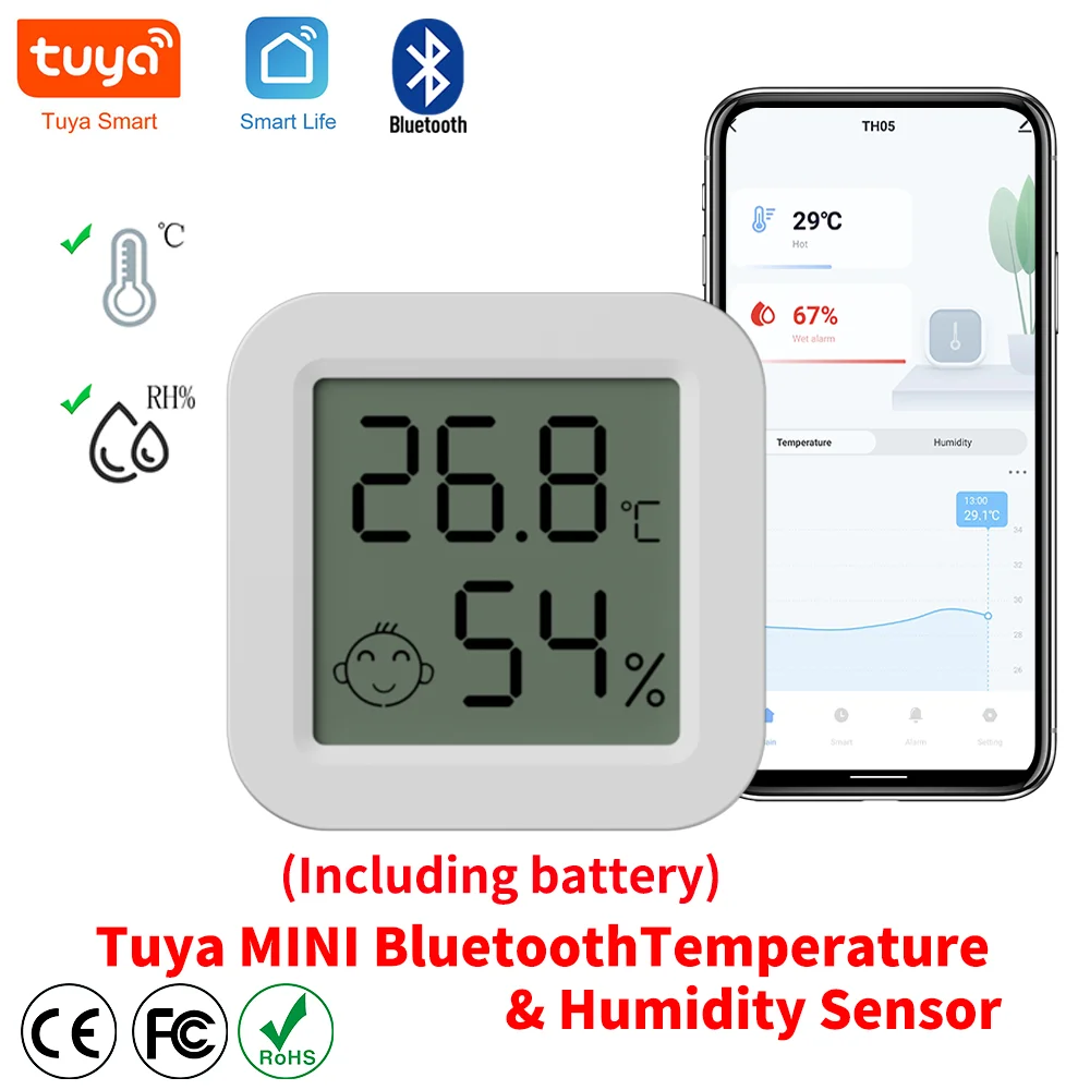 Sensor de temperatura y humedad con Bluetooth, termómetro LCD, Mini higrómetro eléctrico inteligente, aplicación de Control remoto para el hogar, Tuya, más nuevo