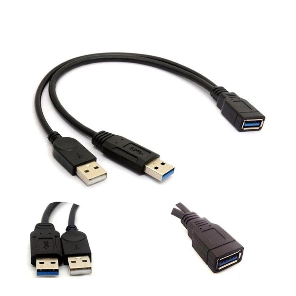 2,0 A macho A USB hembra 2 Doble fuente de alimentación Dual, Cable de extensión divisor USB hembra, HUB de carga para impresoras