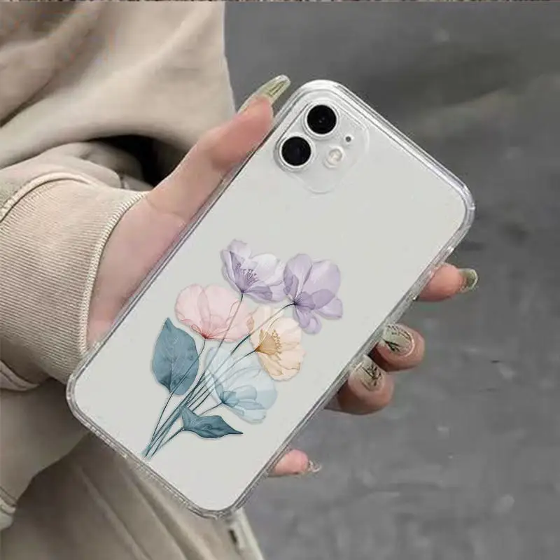 Funda de flores coloridas para iPhone 16Pro 17 15 14 13 11 Pro Max 12Mini XR 7 8 Plus SE funda suave a prueba de golpes - imagen 2