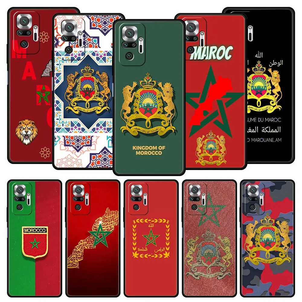 Funda de teléfono para Xiaomi Redmi Note 14 13 12 5G 11 10 Pro Plus 4G 9S 9 14C 13C 12C 10C 9C 9A funda bandera marroquí pasaporte marroquí
