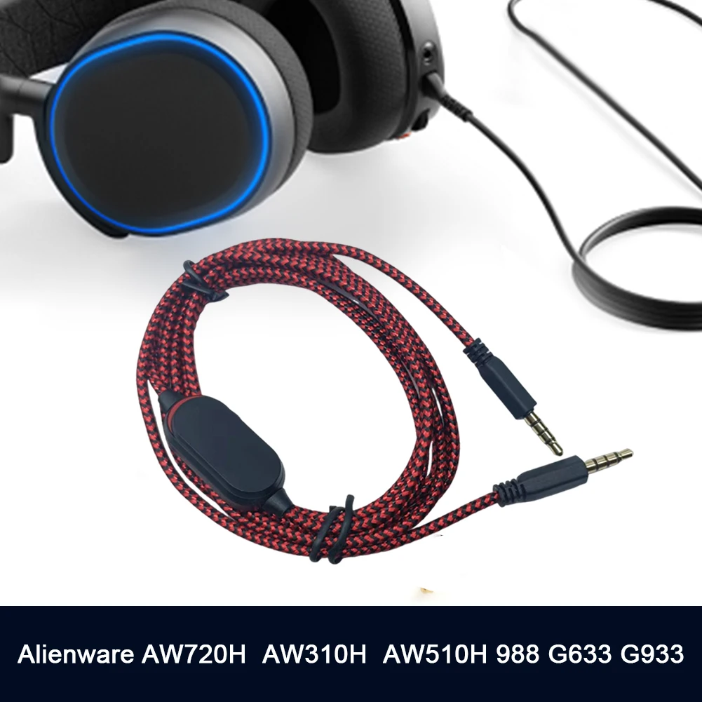 Cable de auriculares para juegos de 3,5 mm con interruptor de silencio en línea y controlador de volumen Cable auxiliar de audio para Dell Alienware AW720H AW310H AW510H