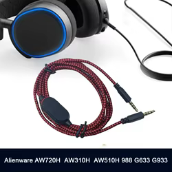 Cable de auriculares para juegos de 3,5 mm con interruptor de silencio en línea y controlador de volumen Cable auxiliar de audio para Dell Alienware AW720H AW310H AW510H
