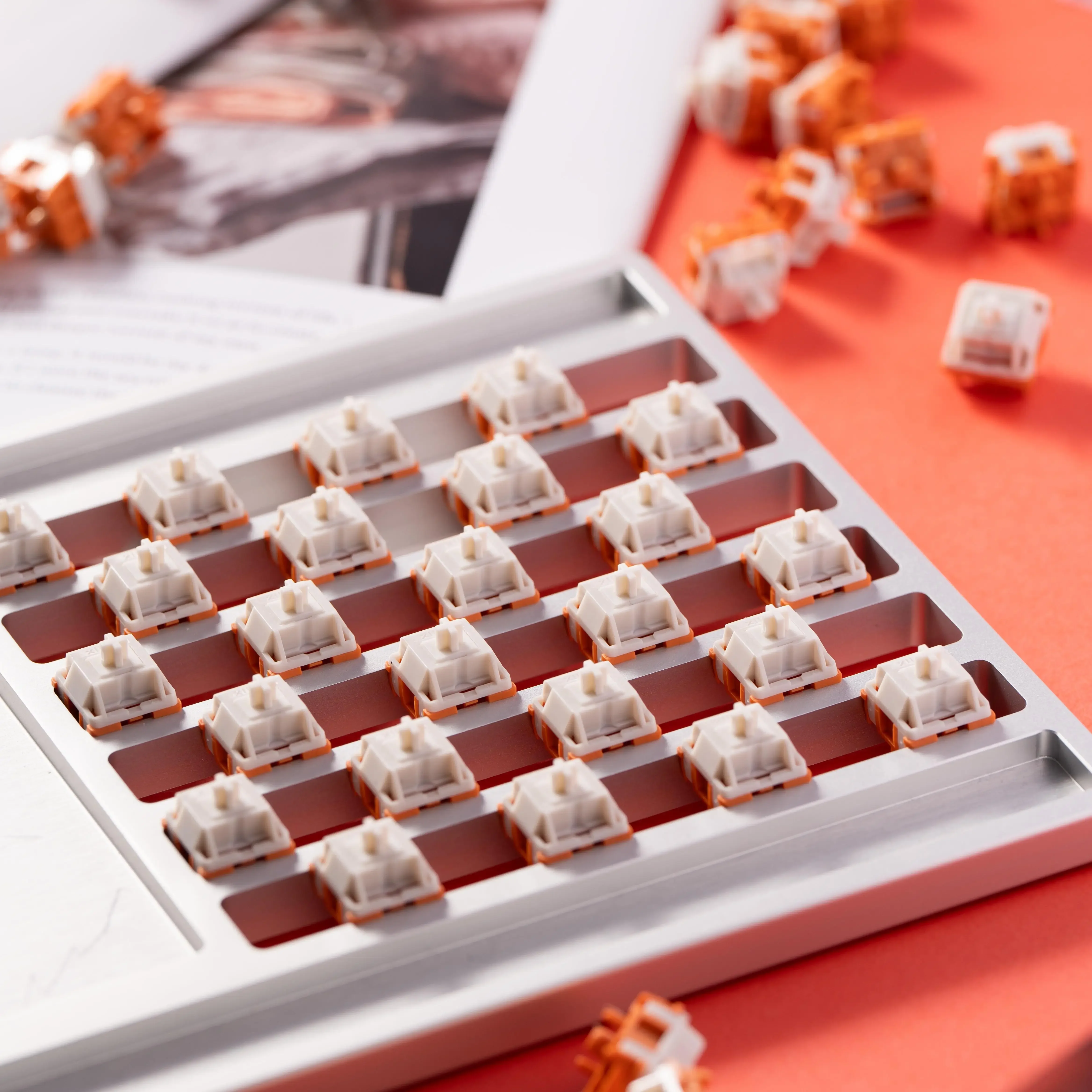 XLLAB x HMX interruptor de cítricos vintage, Interruptores lineales plateados, interruptores de teclado DIY, fuerza de accionamiento de 48g, vástago T3 - imagen 2