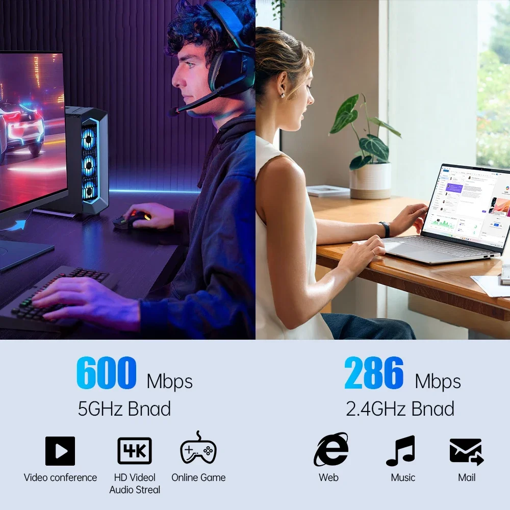PCIE AX900 WiFi 6 Adaptador WiFi BT5.4 802.11AX Ethernet Tarjeta de red inalámbrica de doble banda 2,4G/5GHz para escritorio Win 10/11 - imagen 4