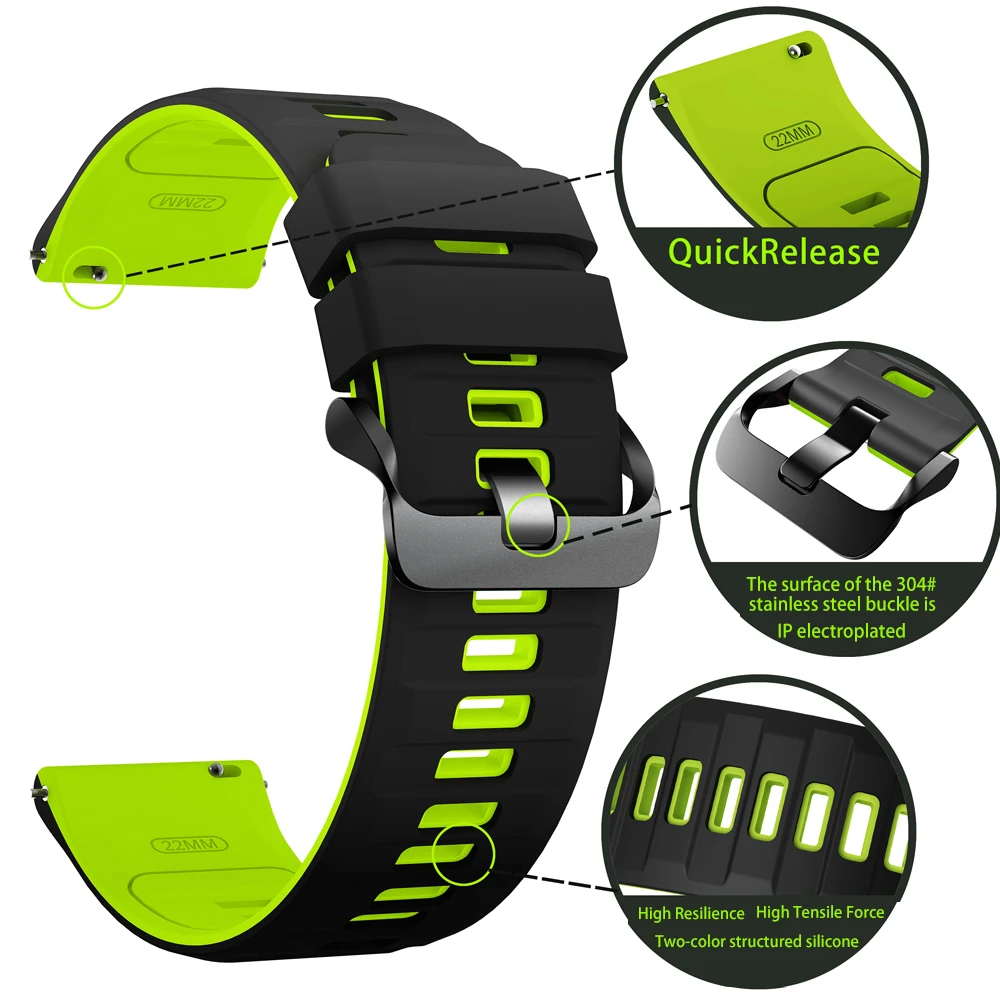 Correa de reloj de silicona de 22mm para Garmin Venu 4 3 2 45mm Band Forerunner 570 47mm 265 255 Music Vivoactive 4/Correa activa de liberación rápida - imagen 5